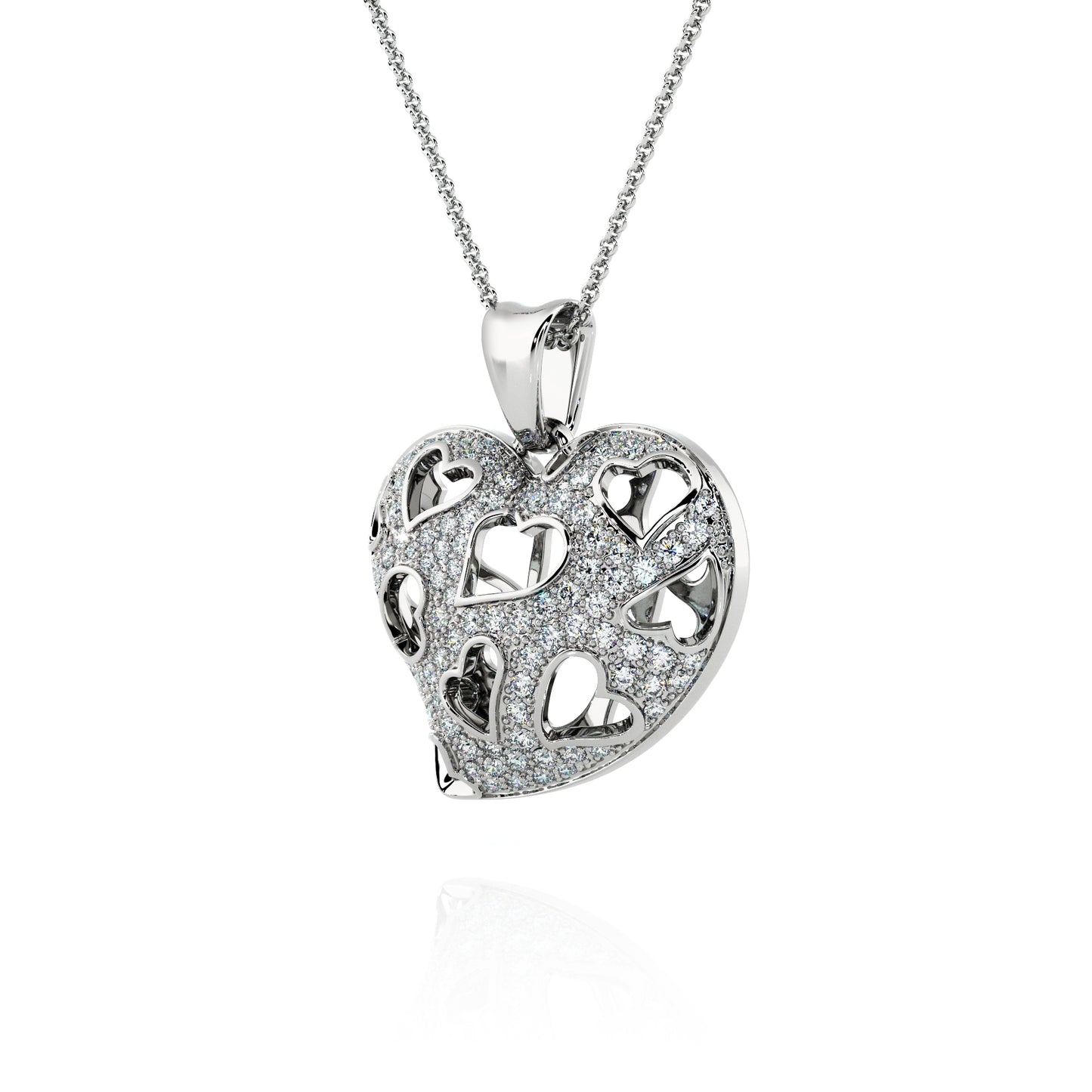 Necklace Heart slot Gold 14K Diamonds