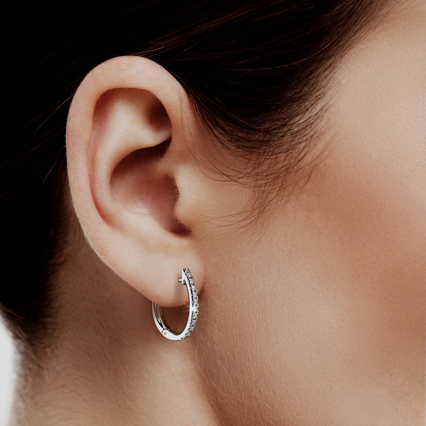 14KT Gold Small Diamonds Huggie Earrings