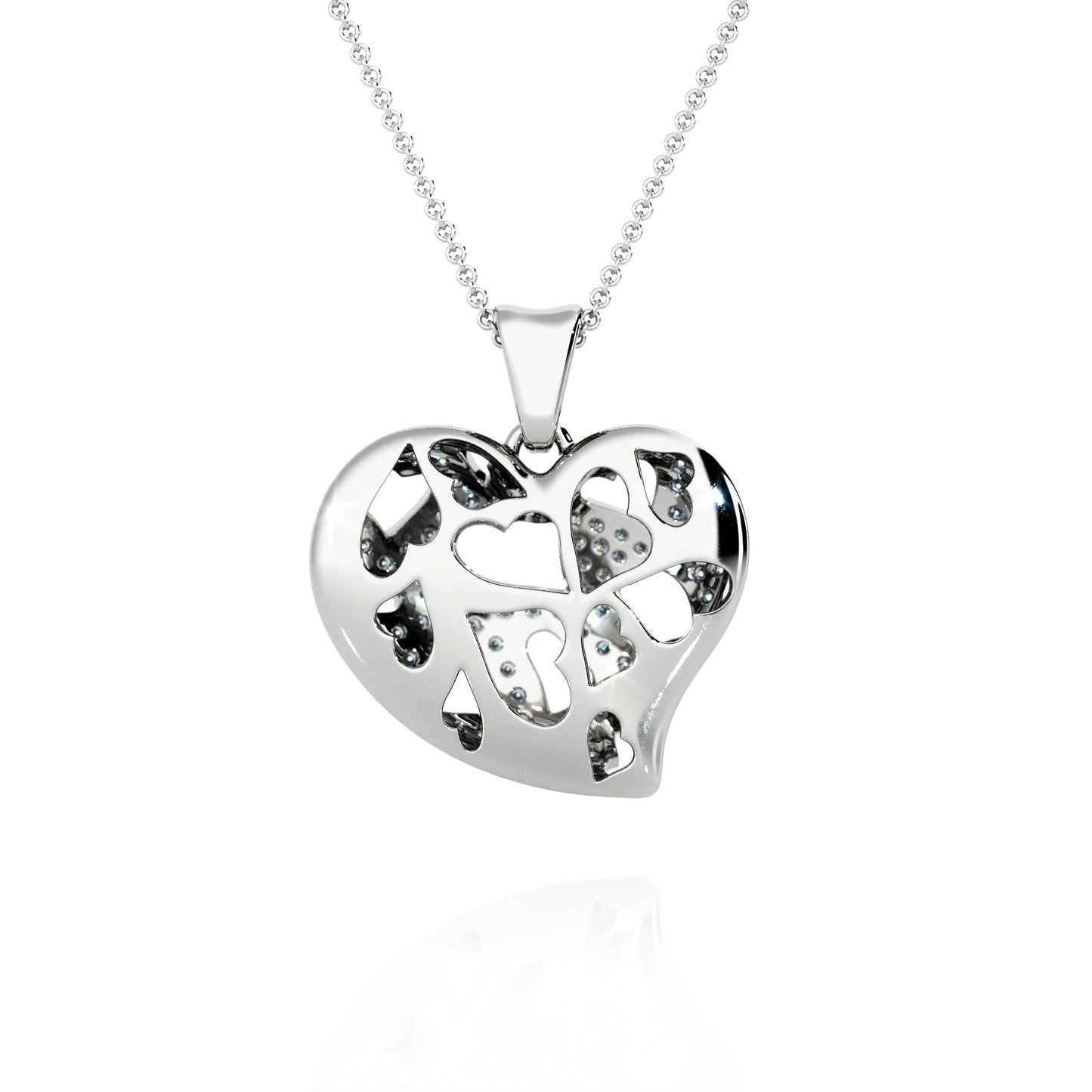 Necklace Heart slot Gold 14K Diamonds