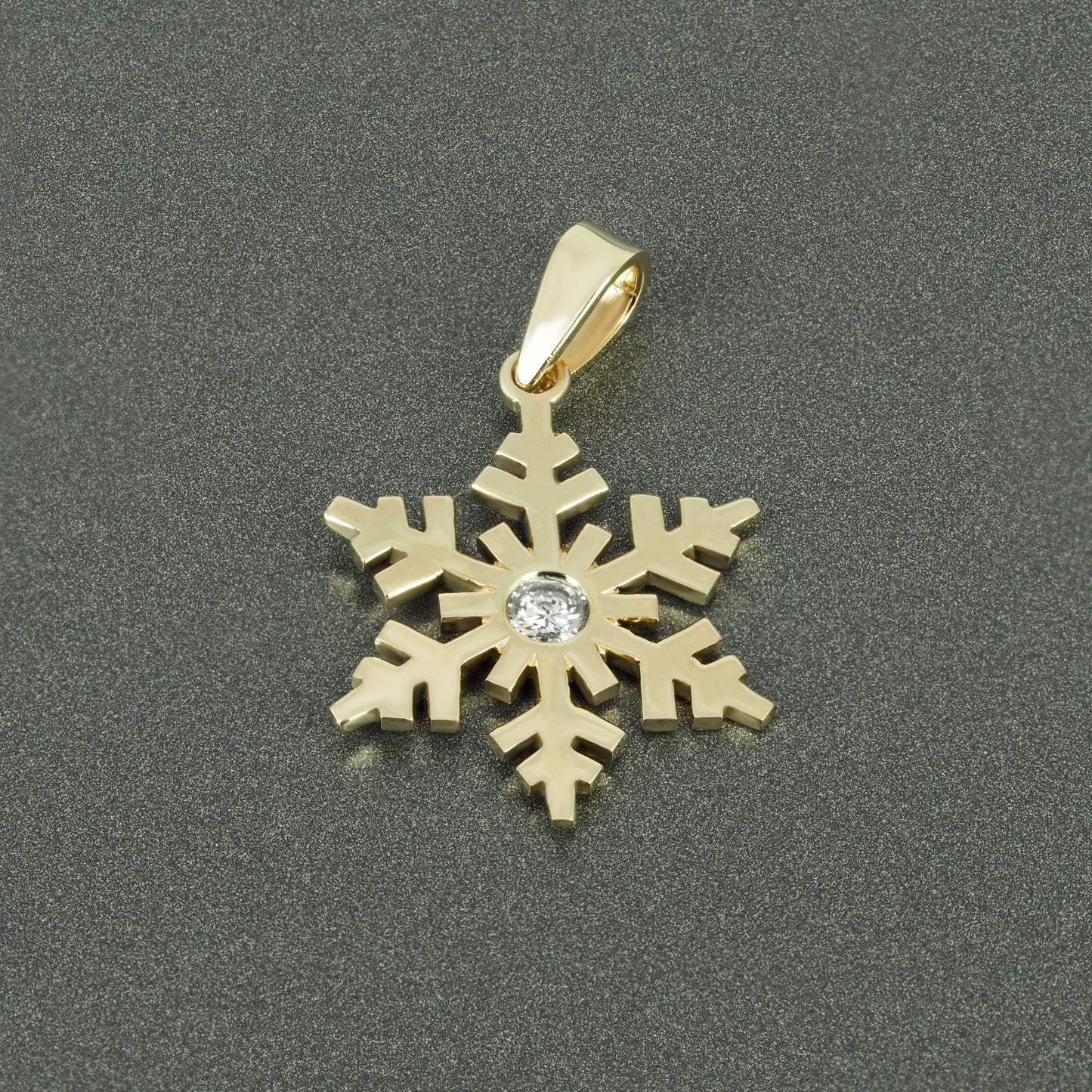 Gold Pendant Snowflake with Diamonds Christmas Gift
