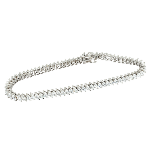 Tennis Bracelet Marquise cut  4,7 ct DEF Lab Grown Diamonds 14KW Gold