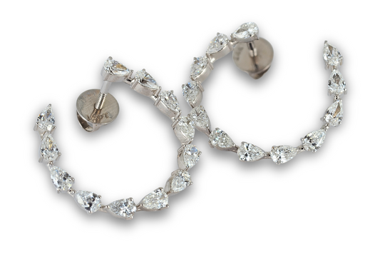 Hoops Earrings 14KW Gold Pear Lab Grown Diamonds 2.48ct