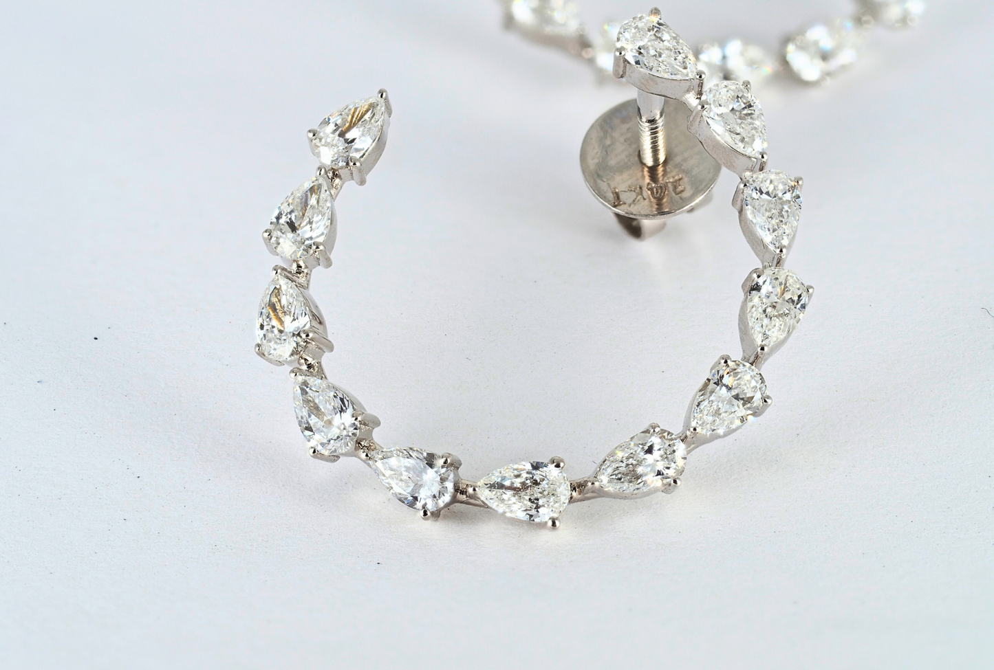 Hoops Earrings 14KW Gold Pear Lab Grown Diamonds 2.48ct