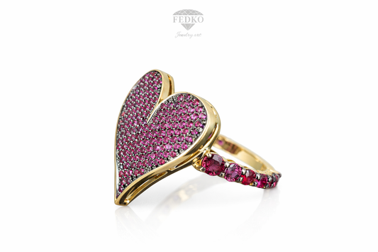 Ring 18KY Ruby, Casino collection , Heart