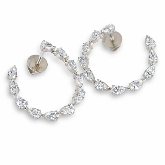 Hoop Earrings 14K White Gold with 2.48 ct Pear Lab-Grown Diamonds