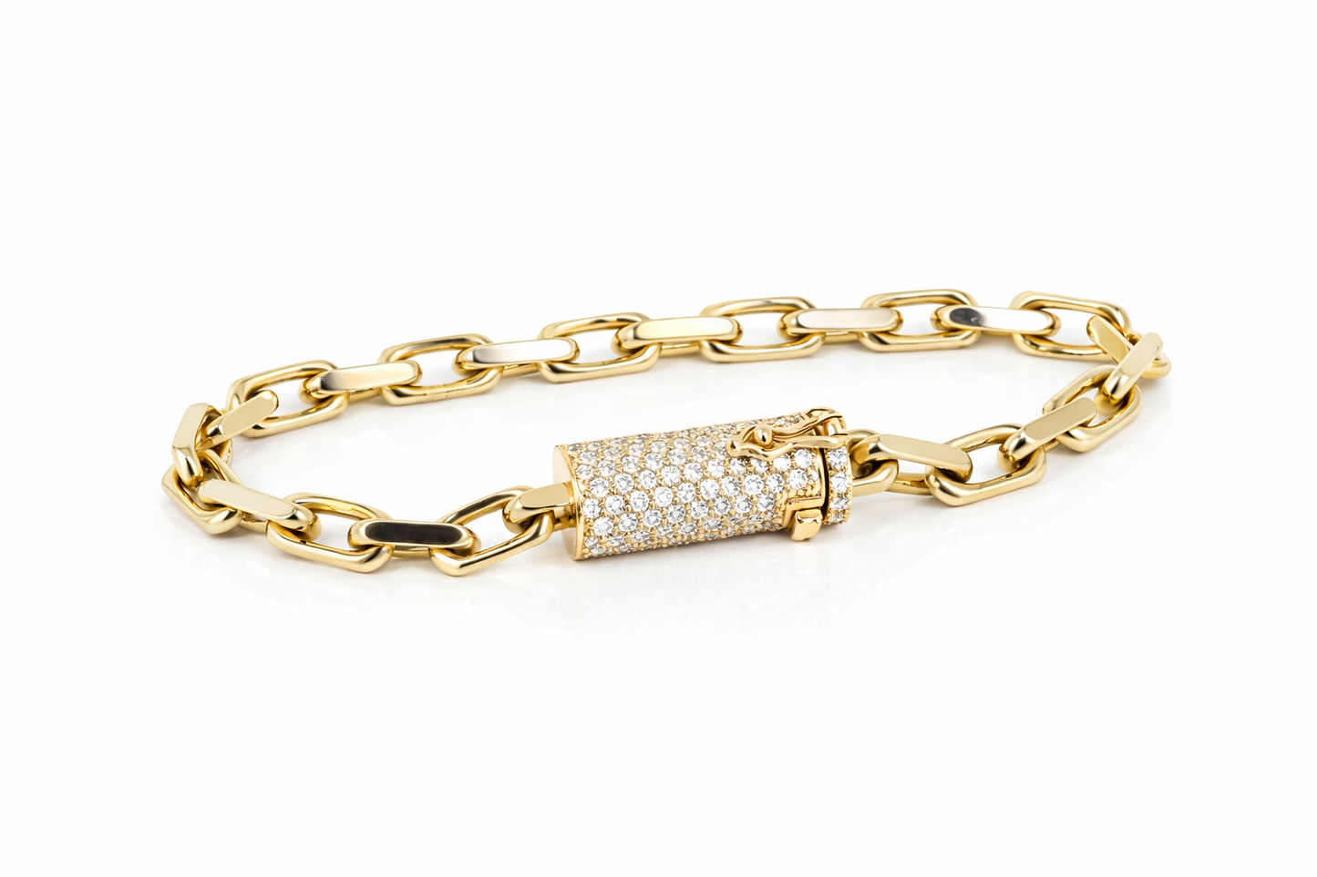Bracelet 14KY Gold Lock with  Lab Grown Diamonds