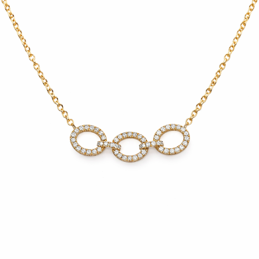 Necklace 14K Yellow Gold Diamond Link Pendant, 0.27 ct, 16" Chain – Fine Jewelry Gift for Her