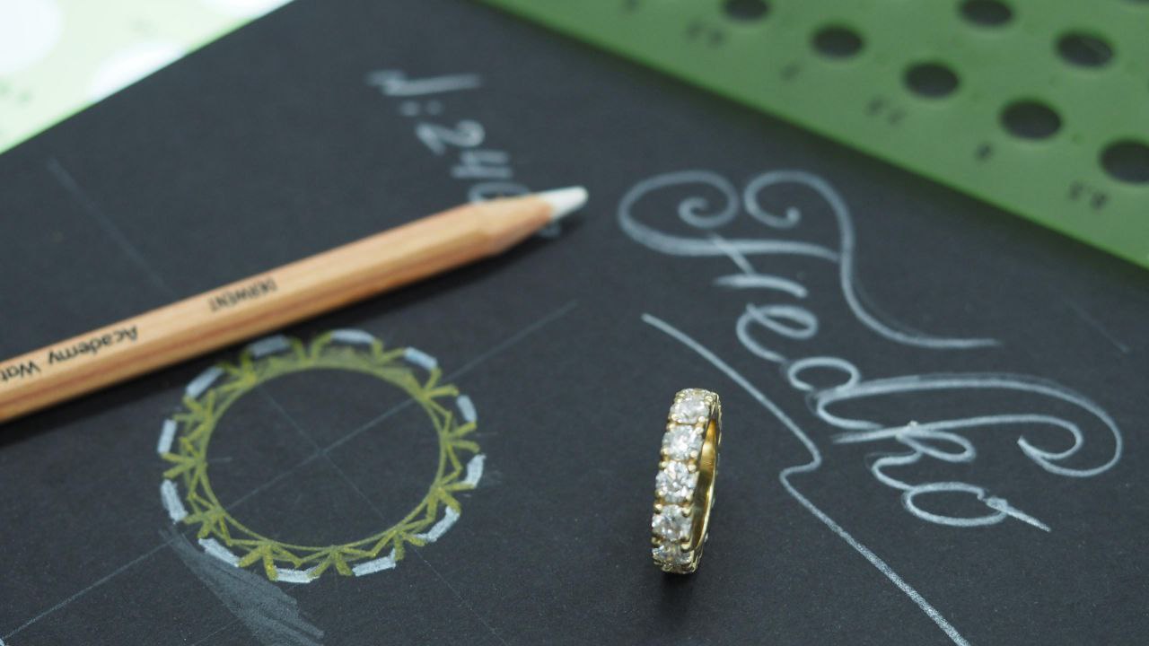 Ring with Lab Grown Diamonds, Fishtail setting, 14K Yellow Gold