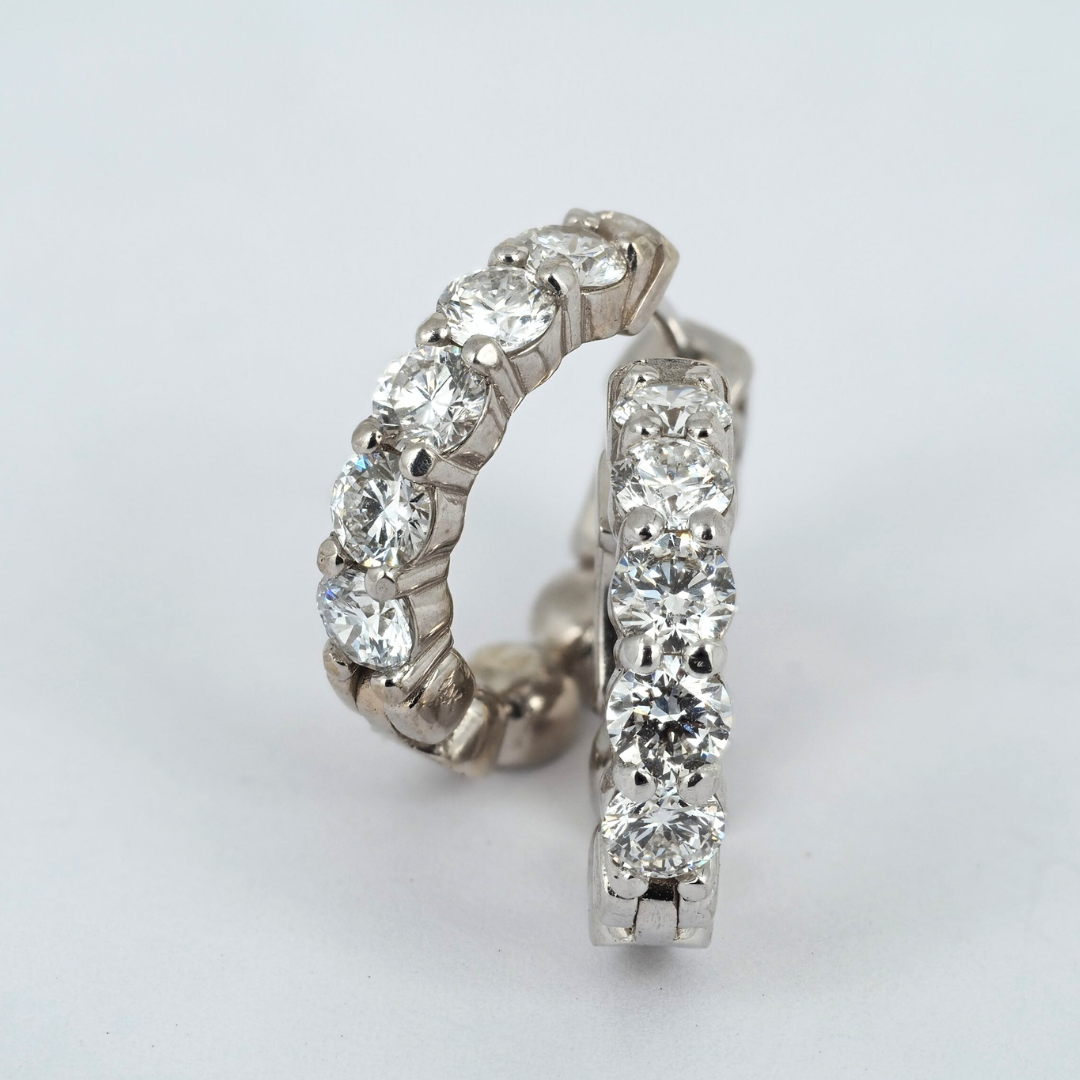 Earrings Hoops Lab Grown Diamonds 2ct 14KW gold