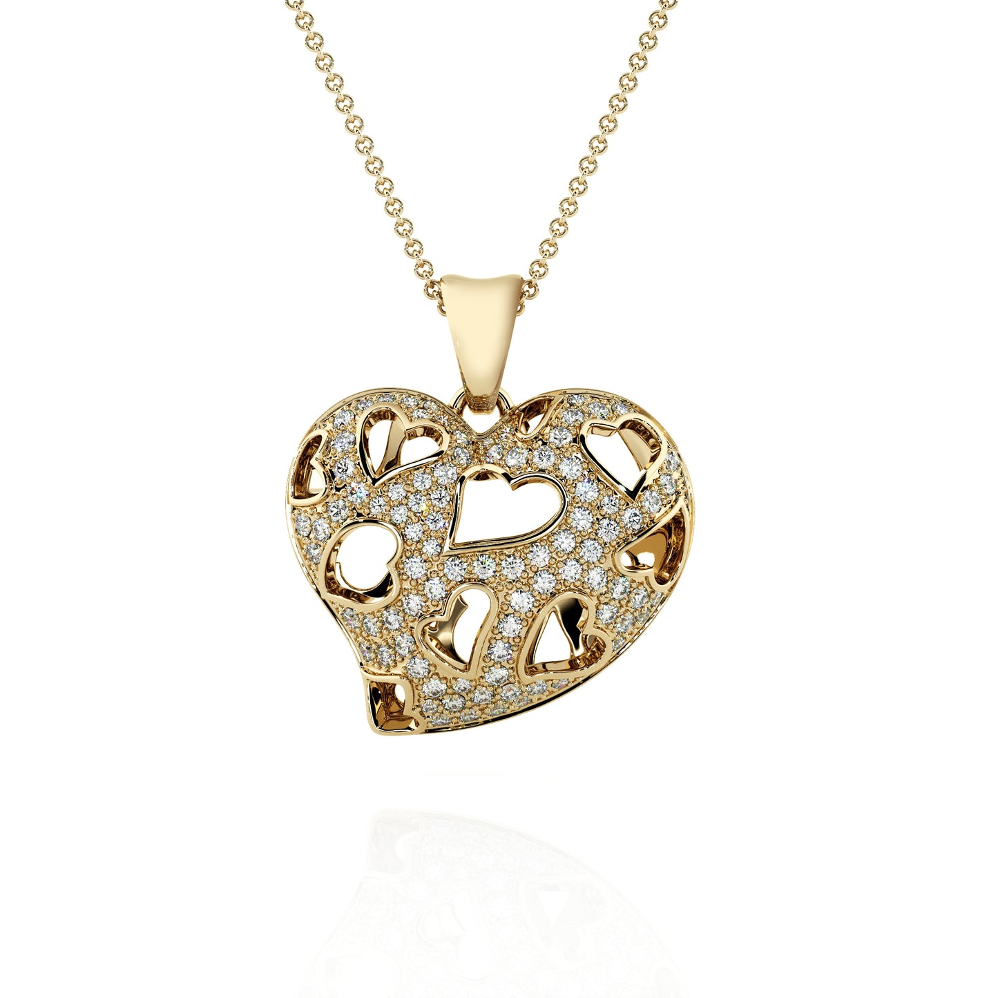 Necklace Heart slot Gold 14K Diamonds