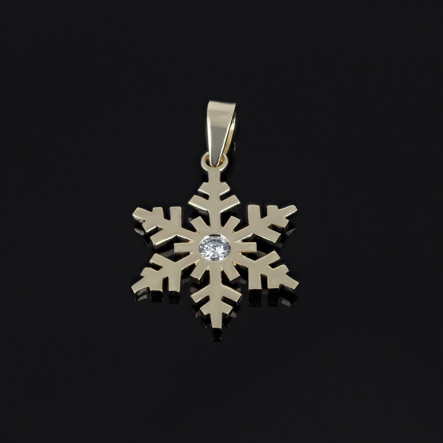 Gold Pendant Snowflake with Diamonds Christmas Gift